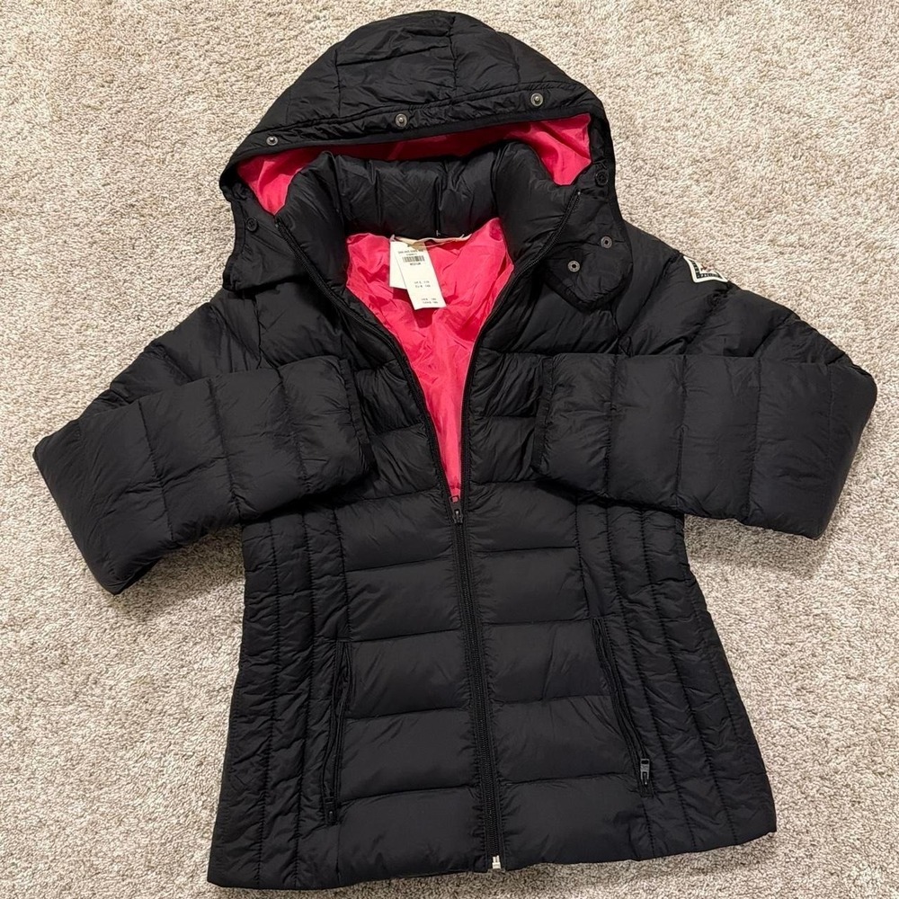 NWT Hollister Hooded Puffer Jacket | Black/Pink | Medium
